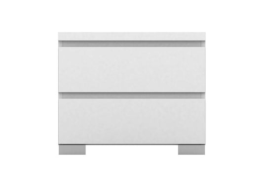 Elara 2 Drawer High Gloss Bedside Table - White