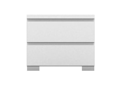 Elara 2 Drawer High Gloss Bedside Table - White