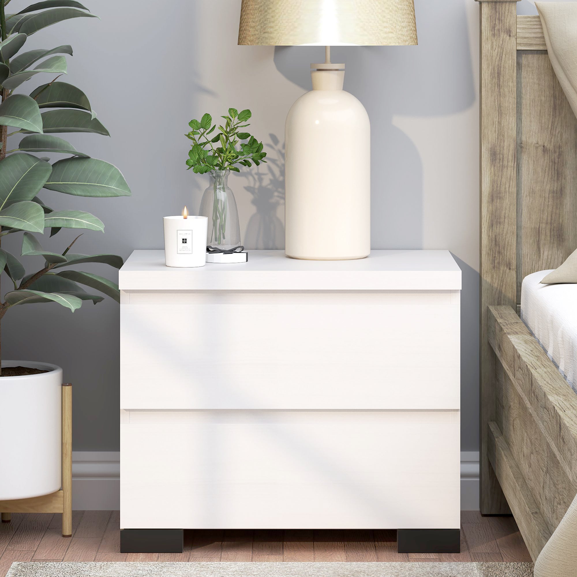 Elara Bedside Table - White