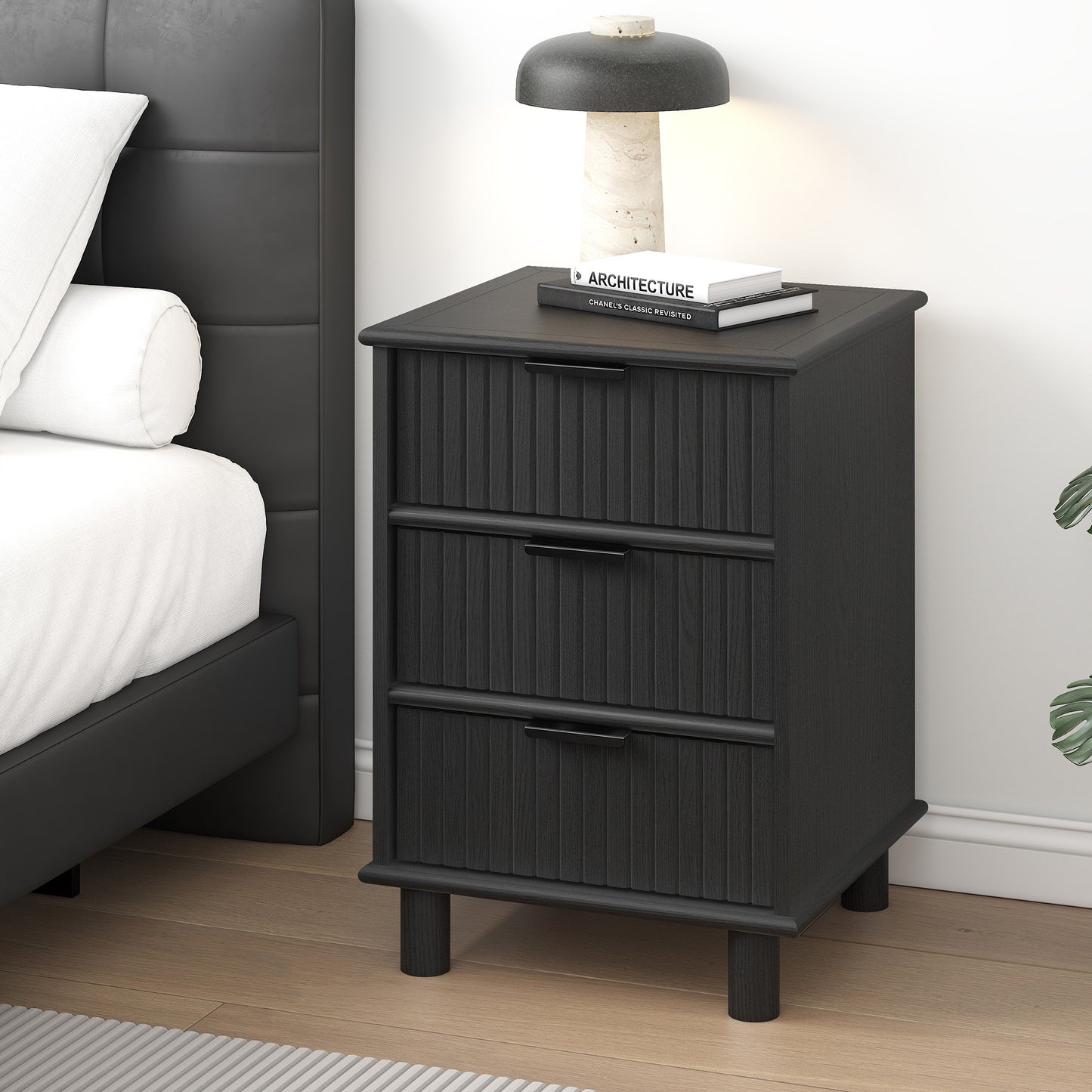 Sorrento 3 Drawer Side Table - Black