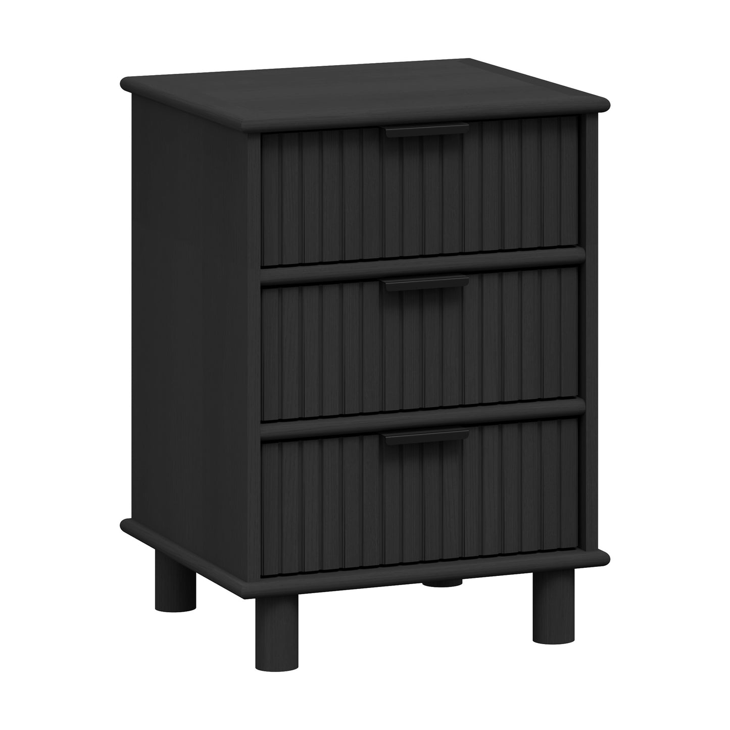 Sorrento 3 Drawer Side Table - Black