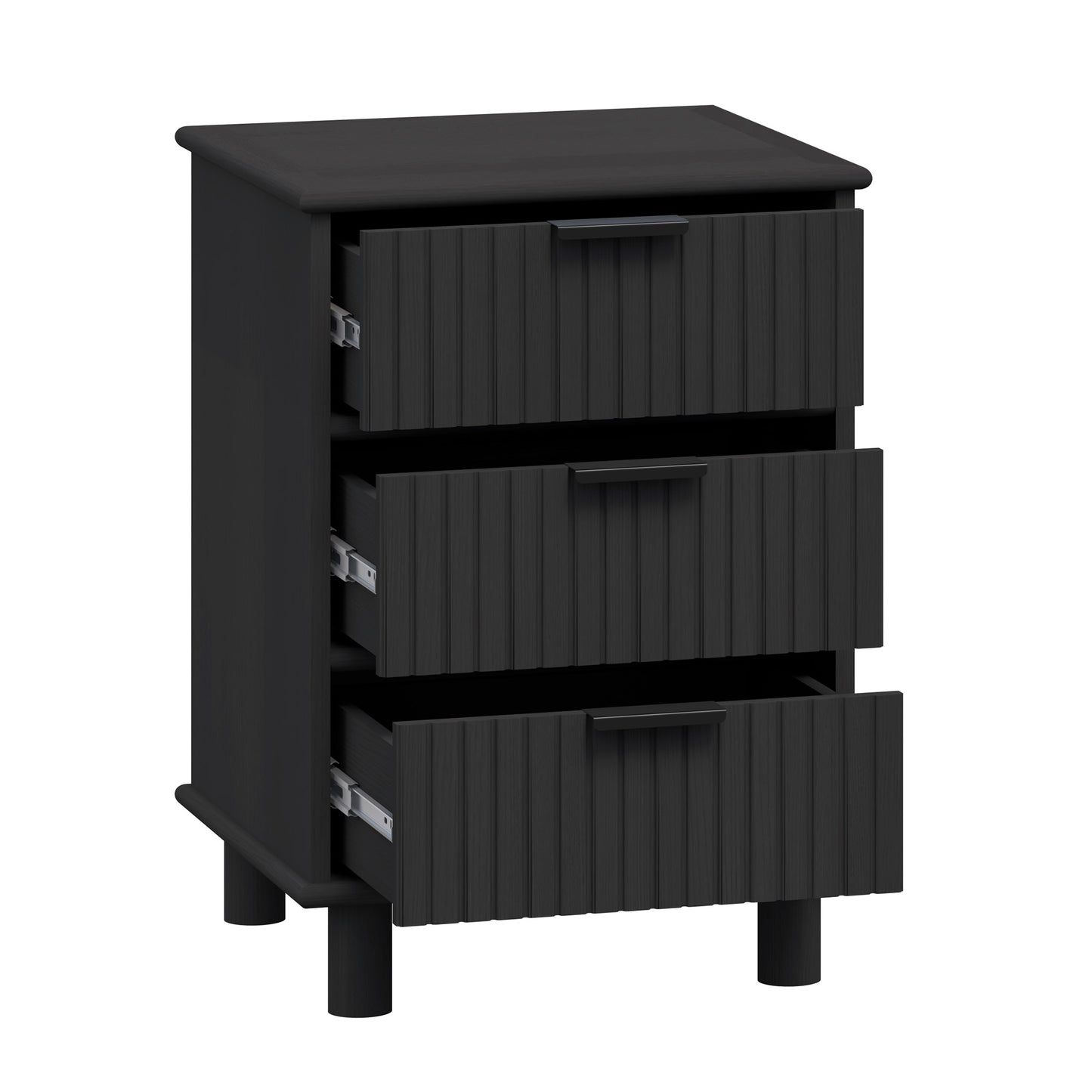 Sorrento 3 Drawer Side Table - Black