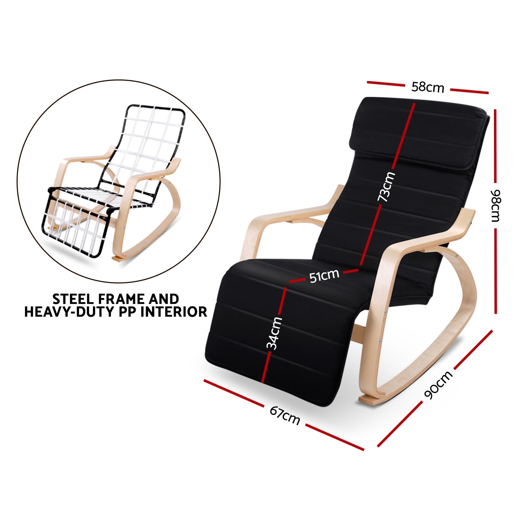 Tristan Rocking  Armchair Black
