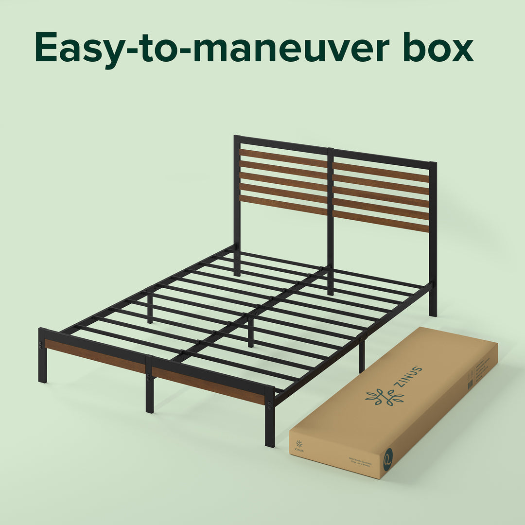 Kai Bamboo Wood and Metal Bed Frame Black King