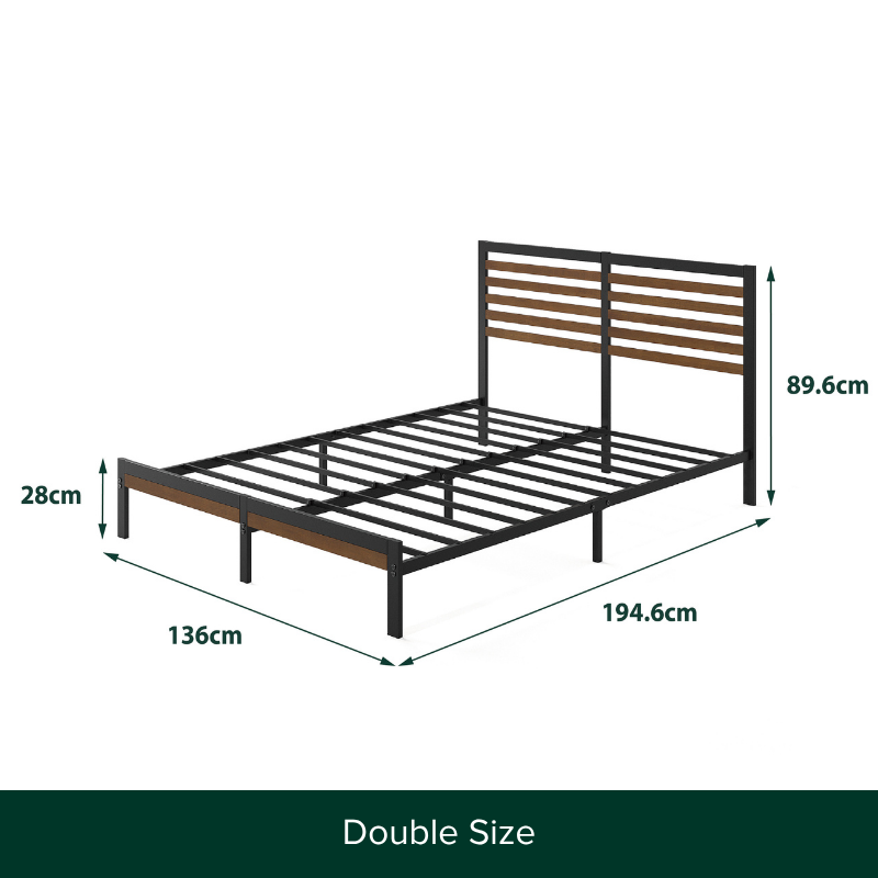 Kai Bamboo Wood and Metal Bed Frame Black Double