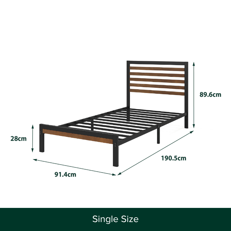 Kai Bamboo Wood and Metal Bed Frame Black Single