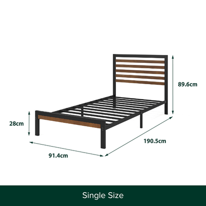 Kai Bamboo Wood and Metal Bed Frame Black Single