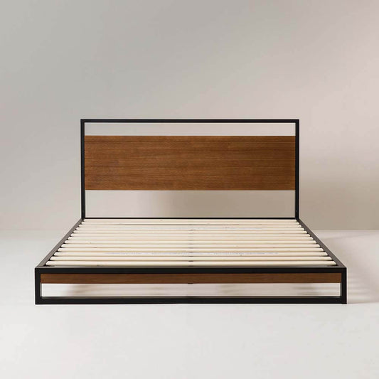 Ironline Metal and Wood Bed Frame - Queen