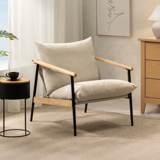 Viggo Wood and Fabric Armchair
