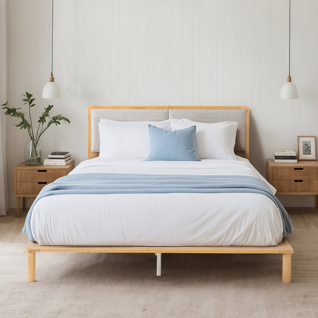 Tyra Fabric Bamboo Bed Frame
