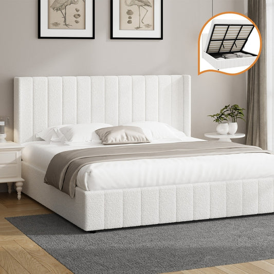 Gabrielle Boucle Gas Lift Storage Bed - King