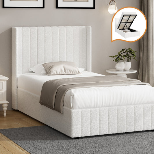 Gabrielle Boucle Gas Lift Storage Bed - King Single