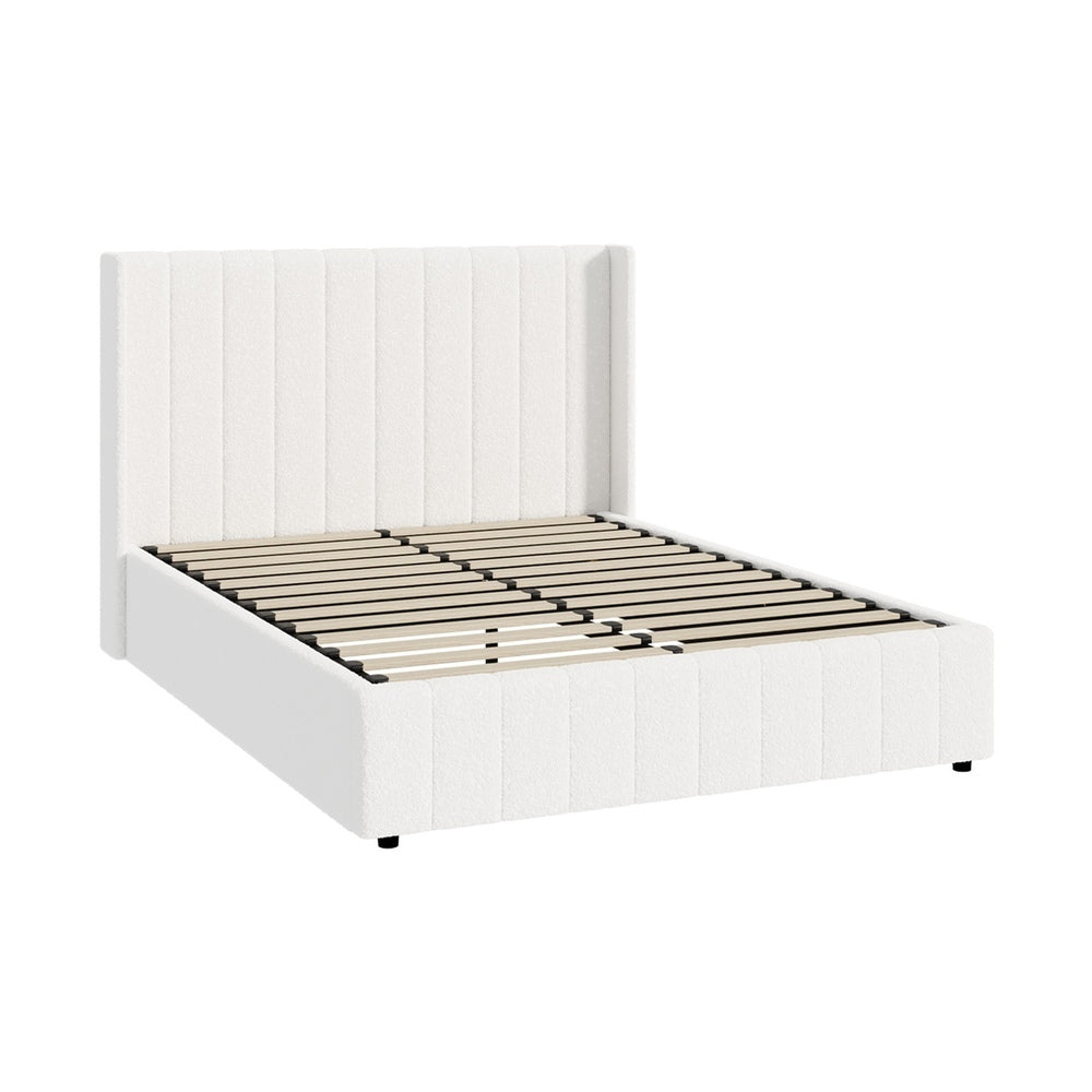 Gabrielle Boucle Gas Lift Storage Bed - Queen