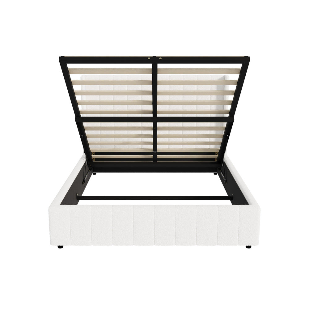 Gabrielle Boucle Gas Lift Storage Bed - Queen