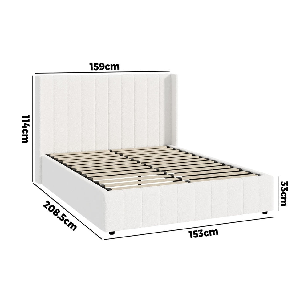 Gabrielle Boucle Gas Lift Storage Bed - Queen