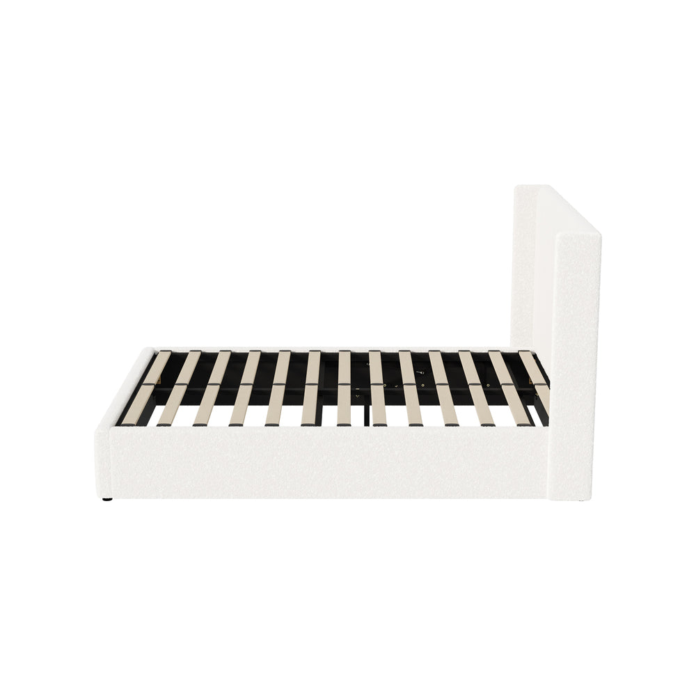 Gabrielle Boucle Gas Lift Storage Bed - Queen
