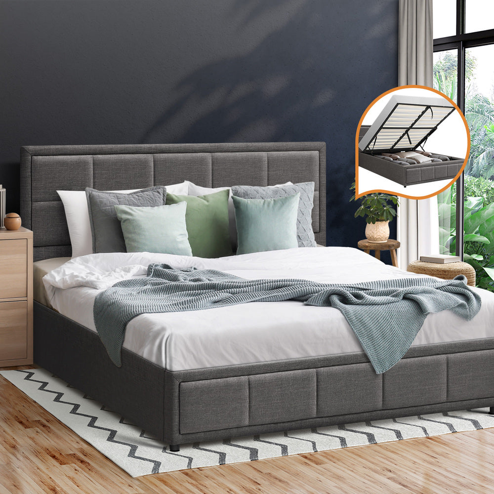 Reese Upholstered Gas Lift Bed - Double
