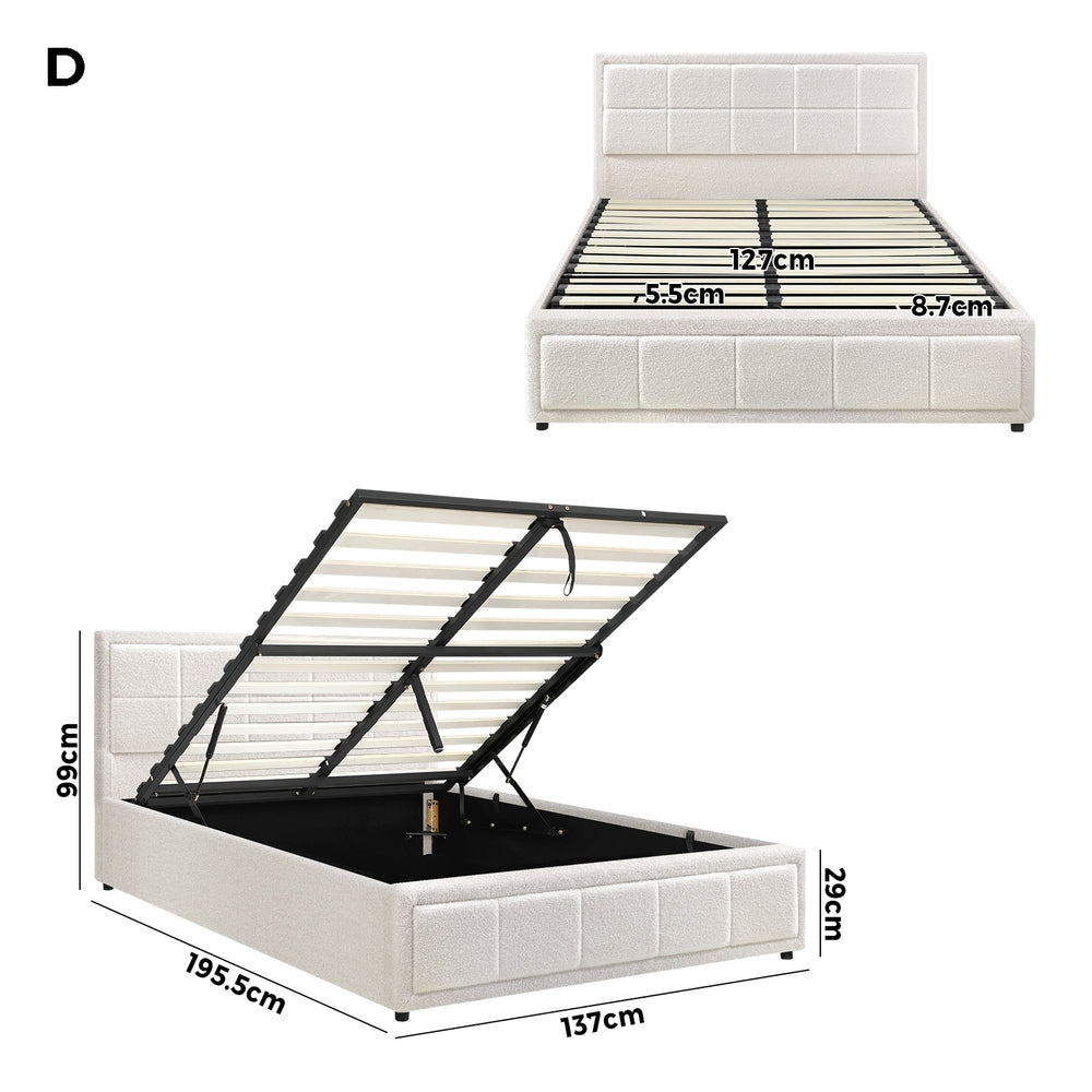 Reese Boucle Gas Lift Storage Bed - Double