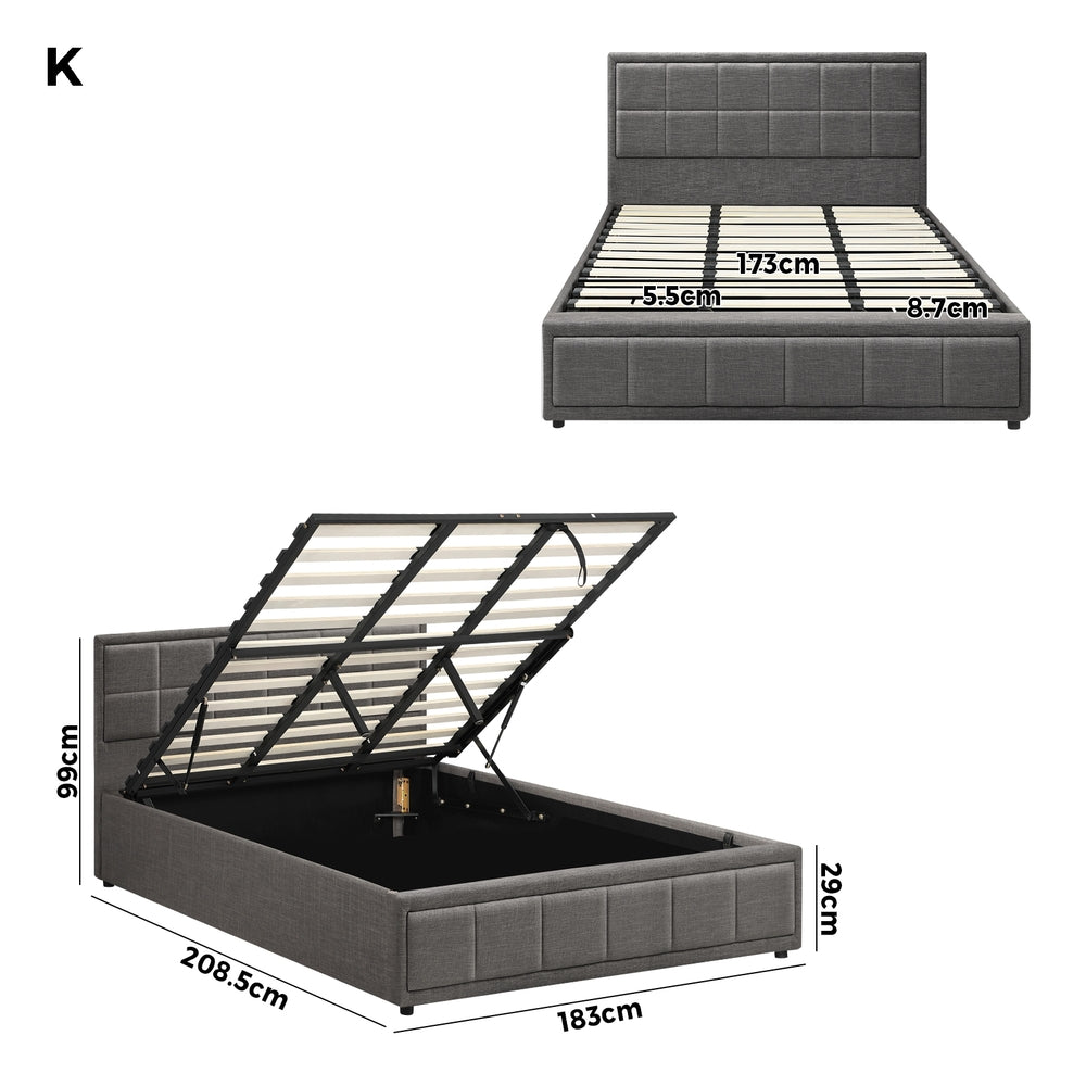 Reese Upholstered Gas Lift Bed - King