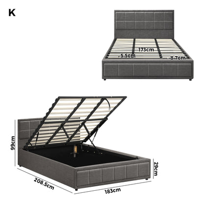 Reese Upholstered Gas Lift Bed - King