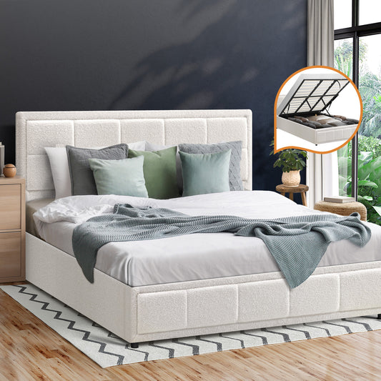 Reese Boucle Gas Lift Storage Bed - King