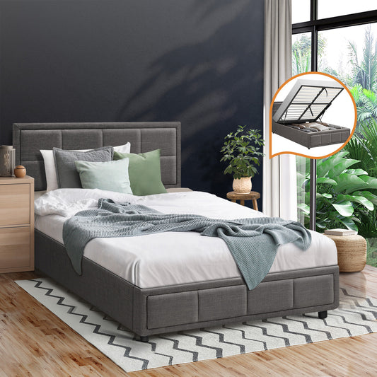 Reese Upholstered Gas Lift Bed - King Single