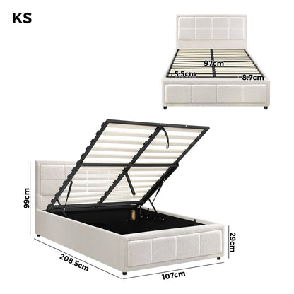 Reese Boucle Gas Lift Storage Bed - King Single