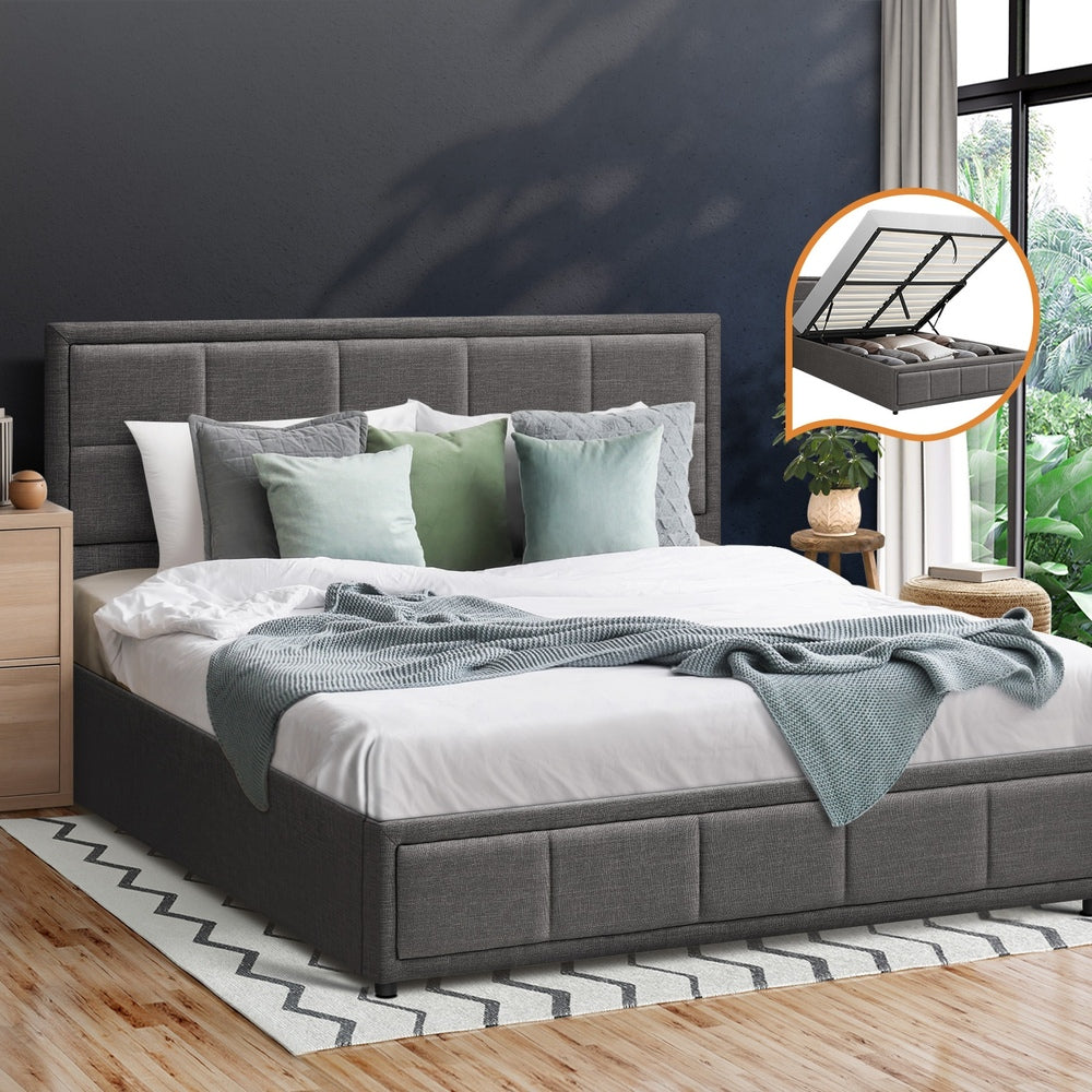 Reese Upholstered Gas Lift Bed - Queen