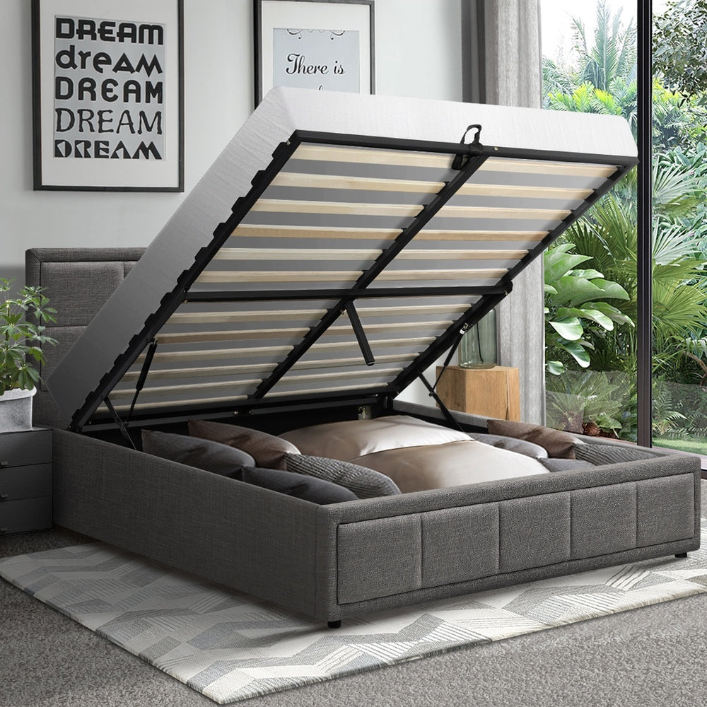 Reese Upholstered Gas Lift Bed - Queen