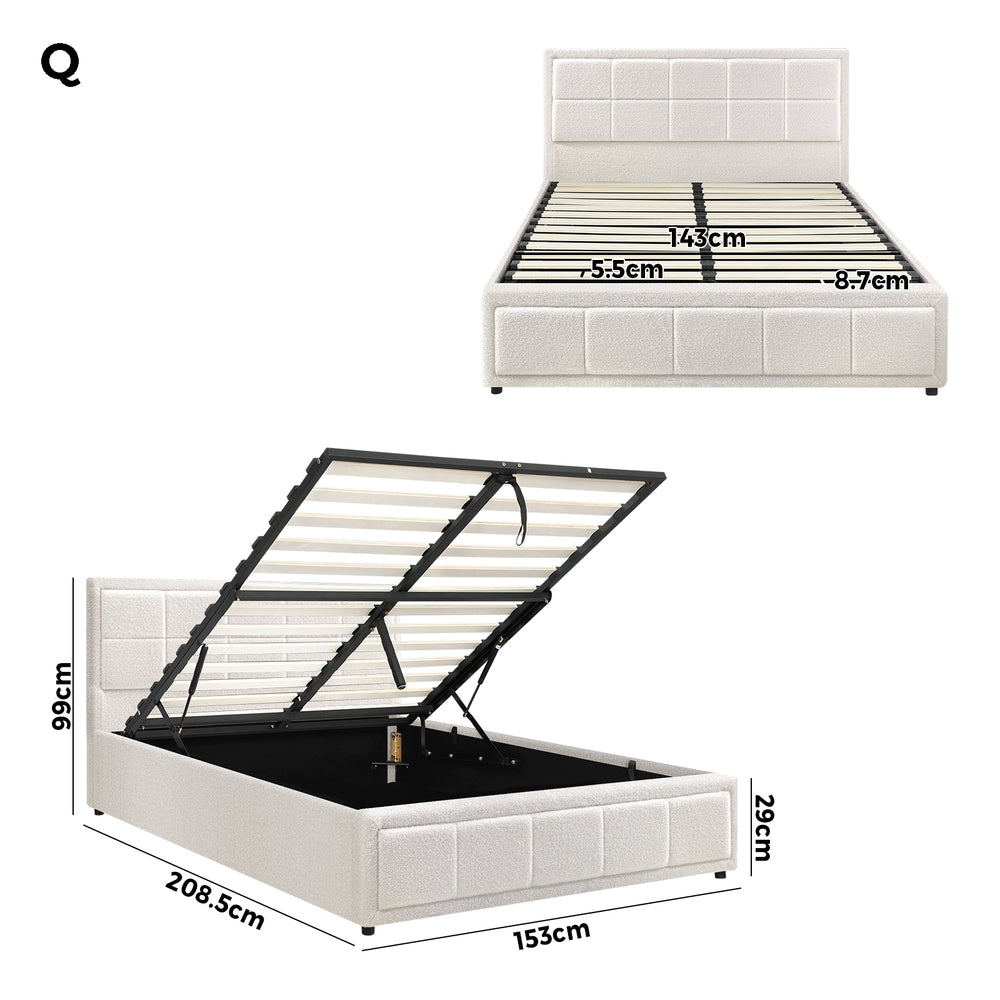 Reese Boucle Gas Lift Storage Bed - Queen