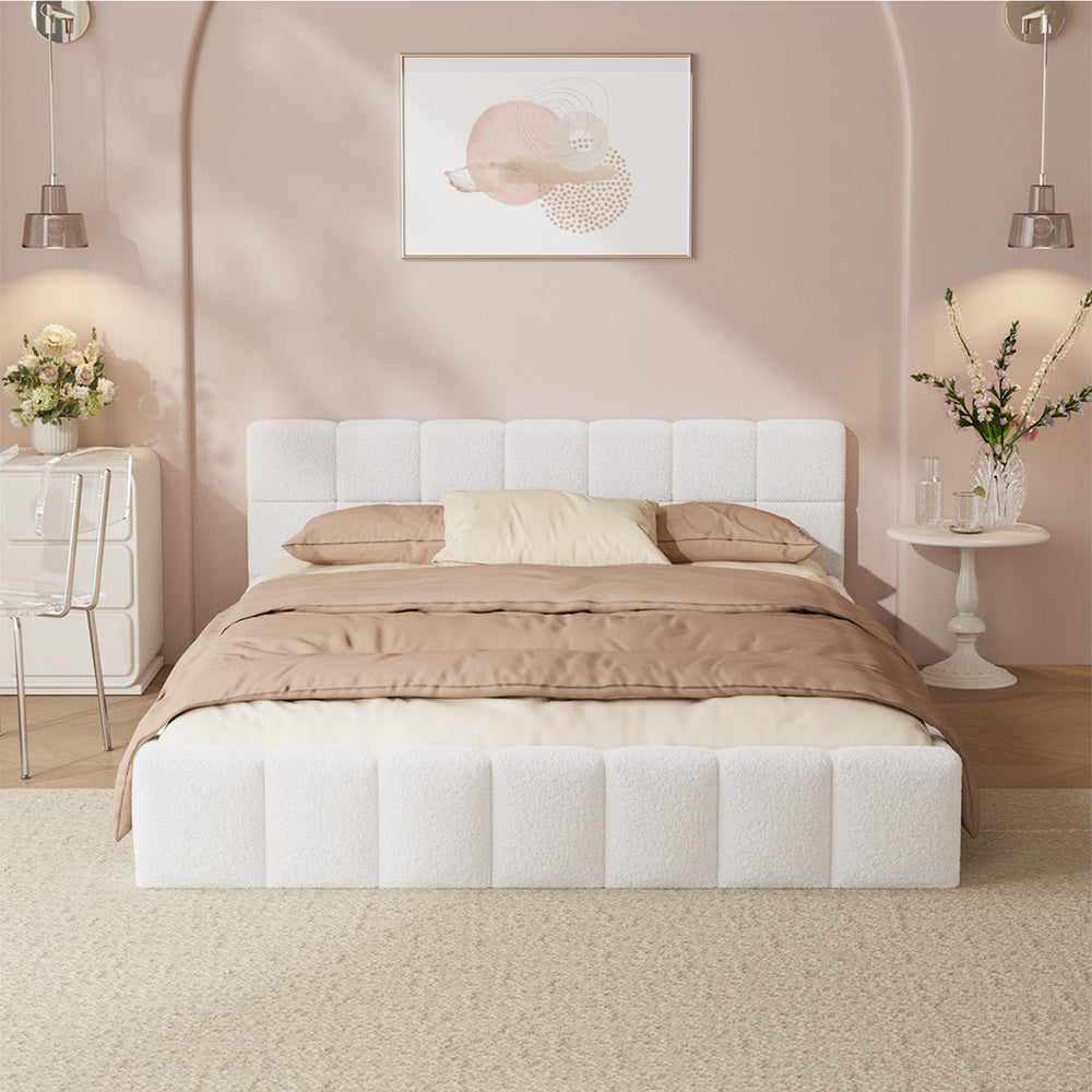 Ellie May Boucle Bed Frame White
