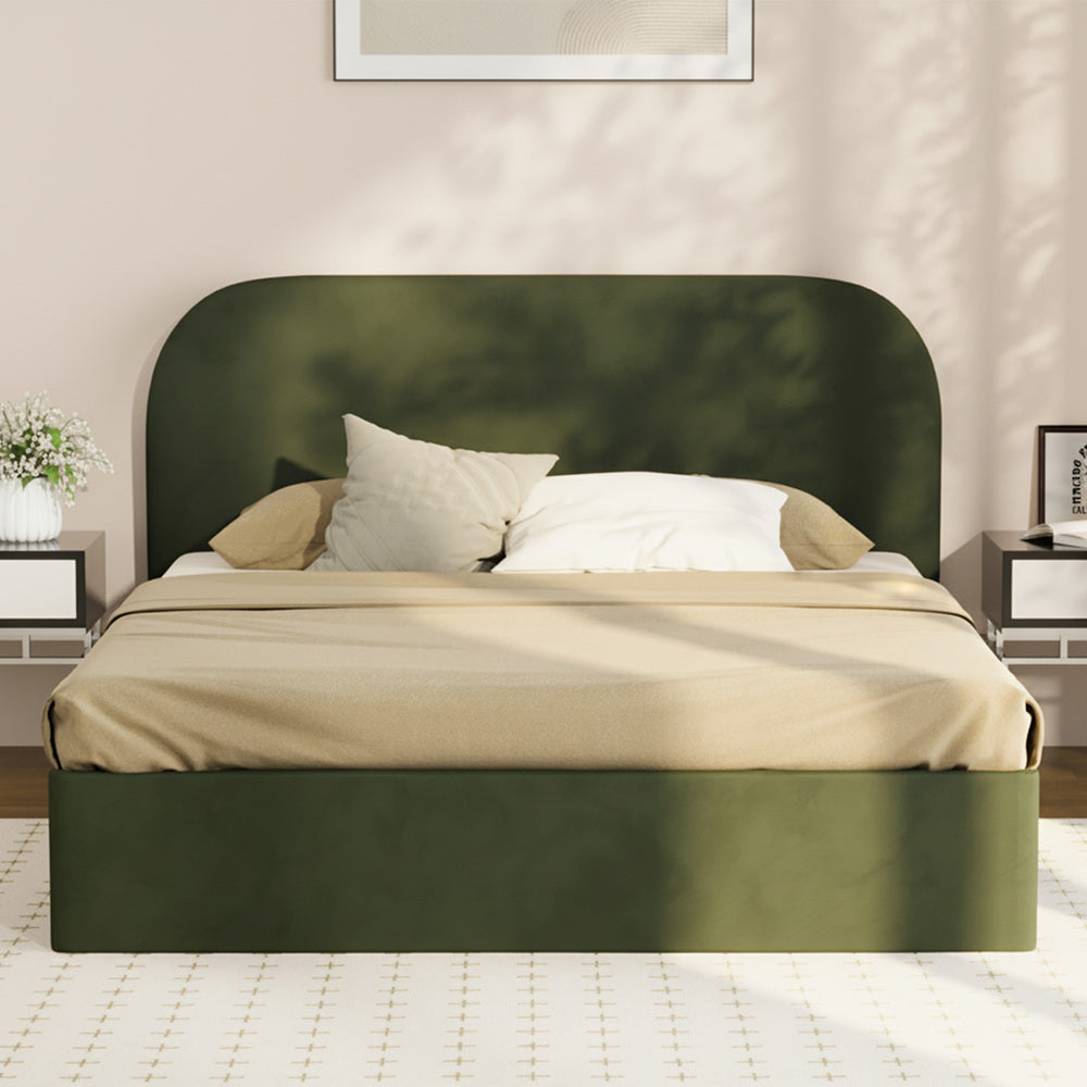 Selena Velvet Gas Lift Bed Frame Green