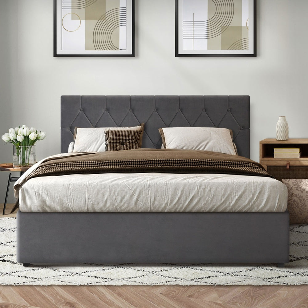 Capri Gas Lift Bed Frame Grey Fabric