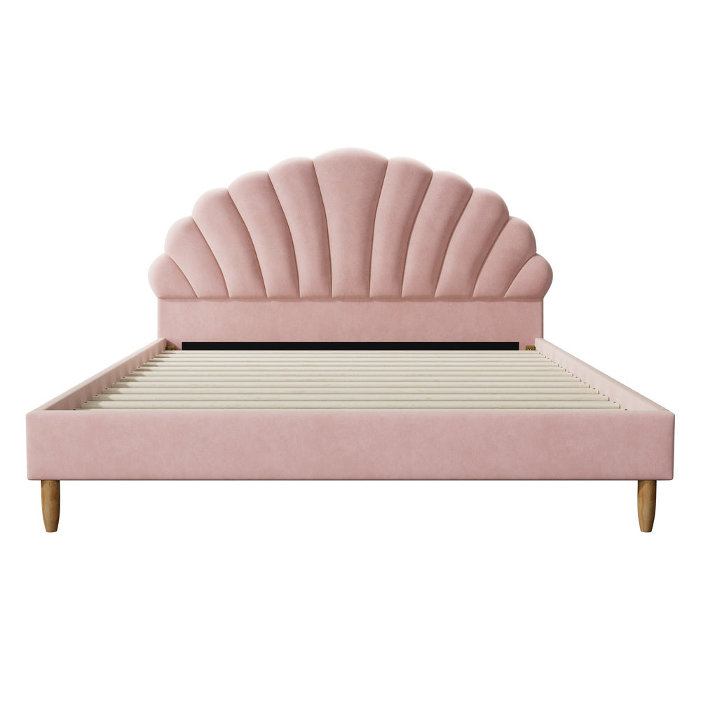 Florin Velvet Bed Frame Double Pink