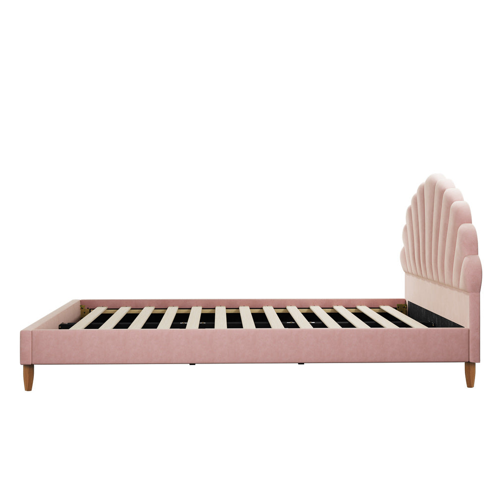 Florin Velvet Bed Frame Double Pink