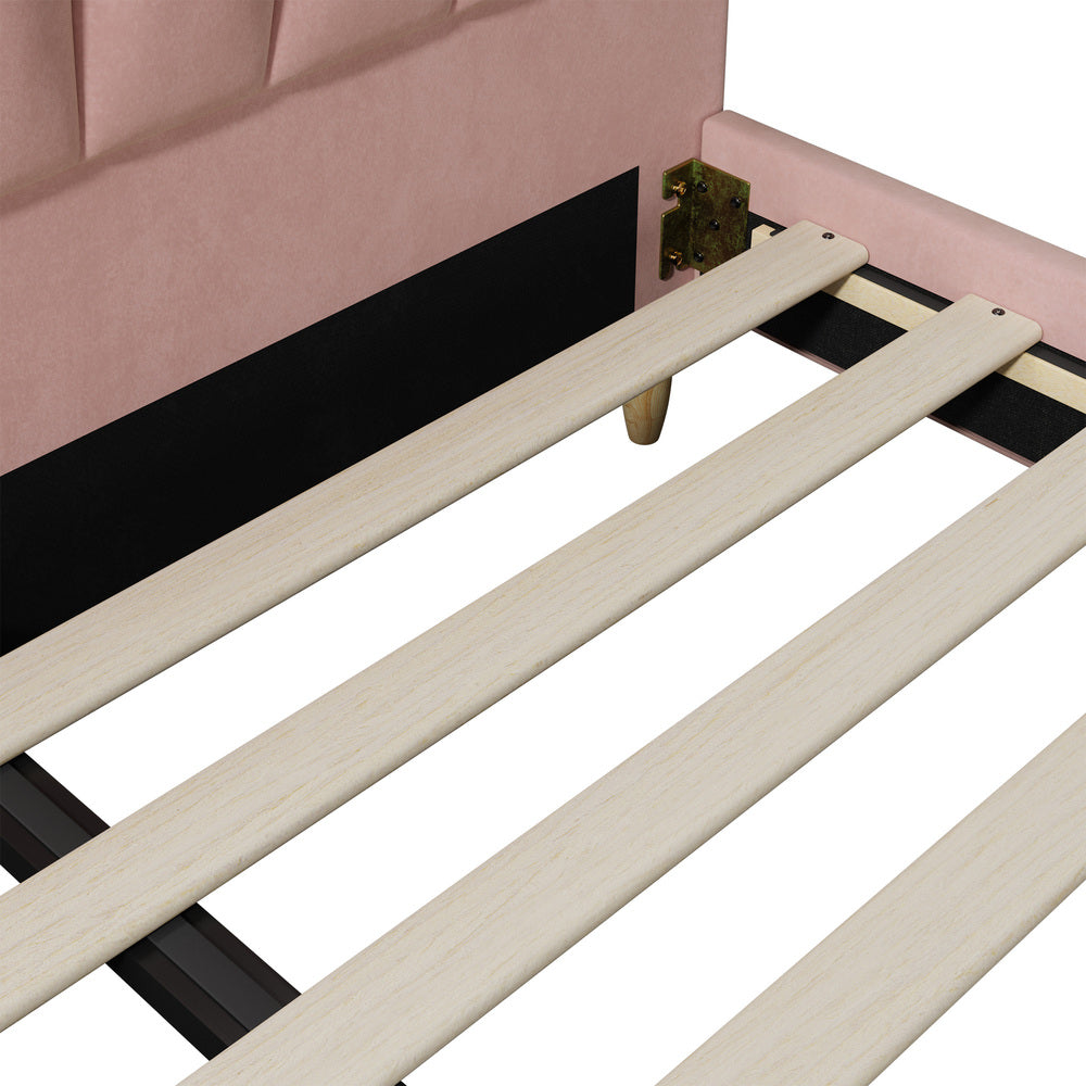 Florin Velvet Bed Frame Double Pink