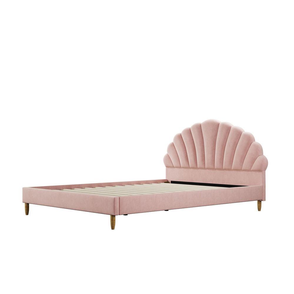 Florin Velvet Bed Frame Double Pink