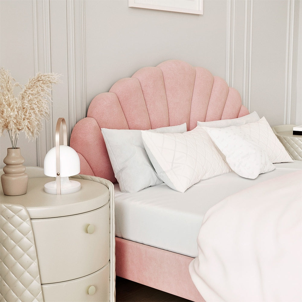 Florin Velvet Bed Frame Double Pink