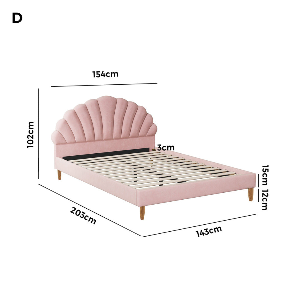 Florin Velvet Bed Frame Double Pink