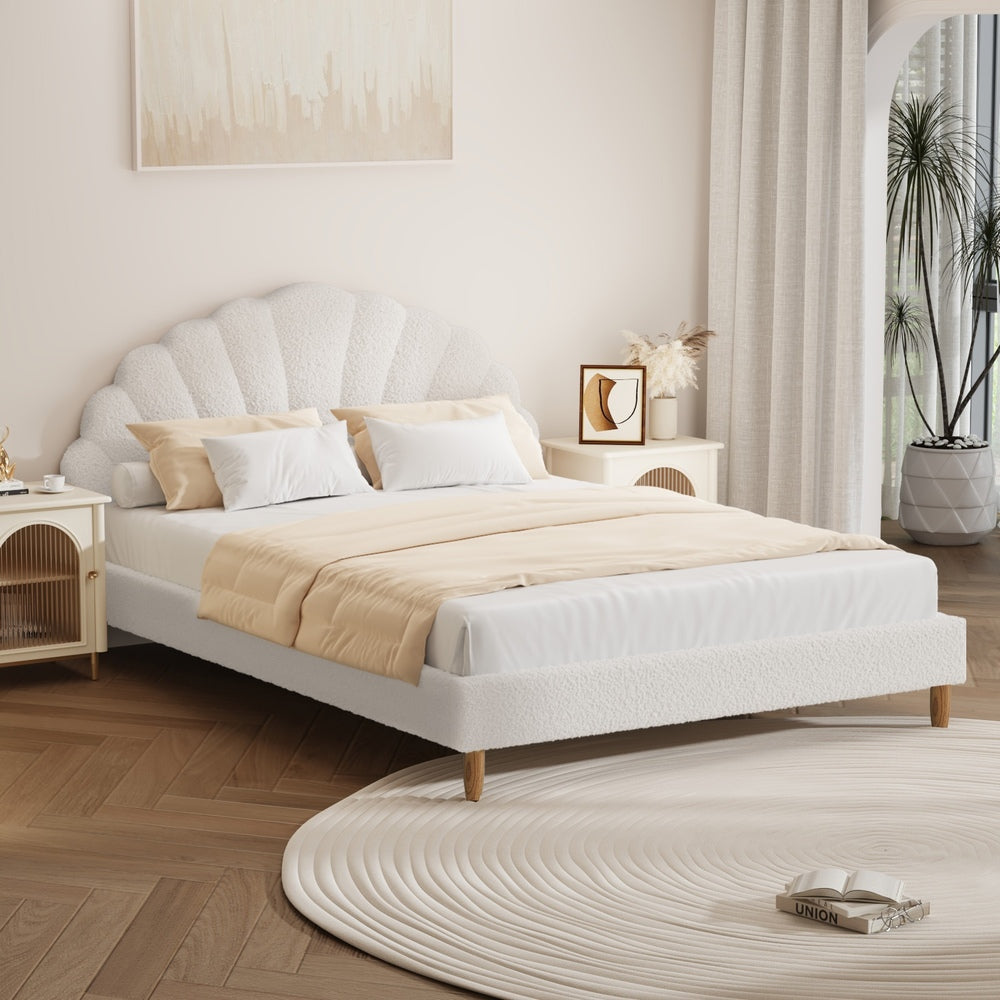 Florin Boucle Bed Frame Double  White