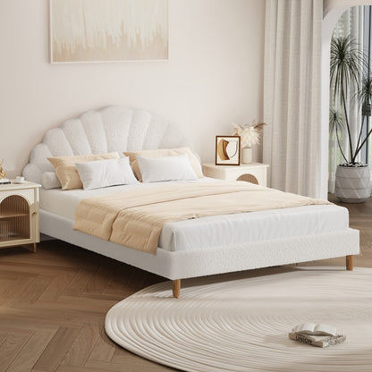 Florin Boucle Bed Frame Double  White