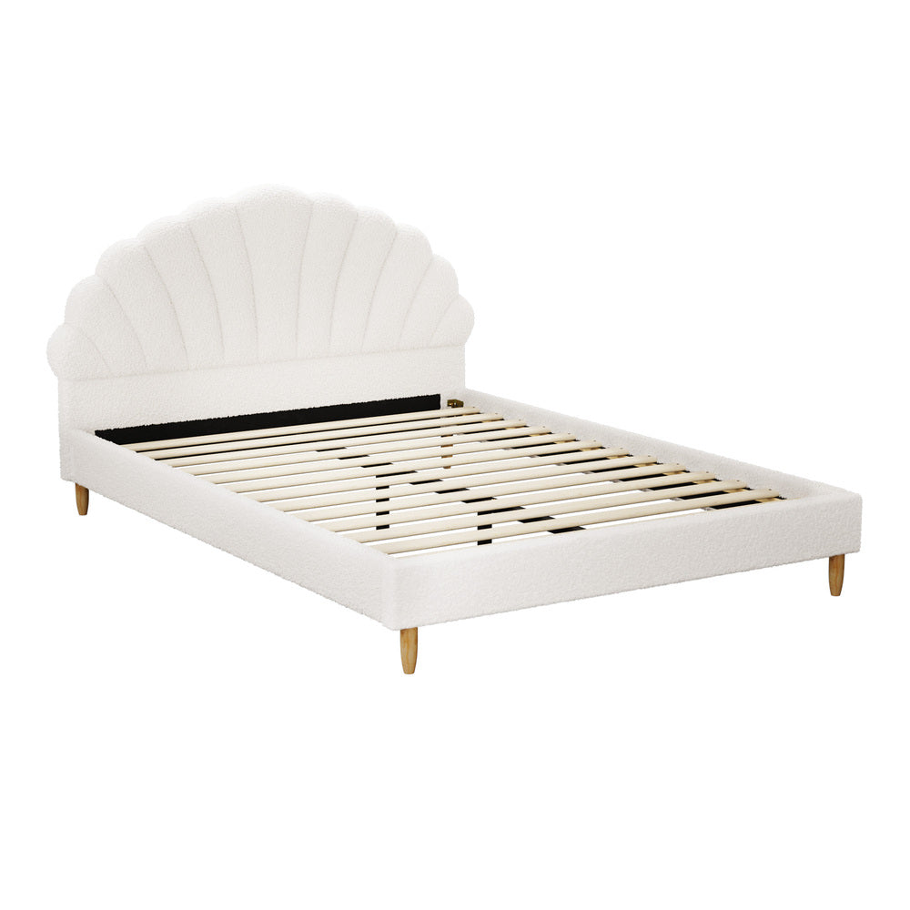 Florin Boucle Bed Frame Double  White