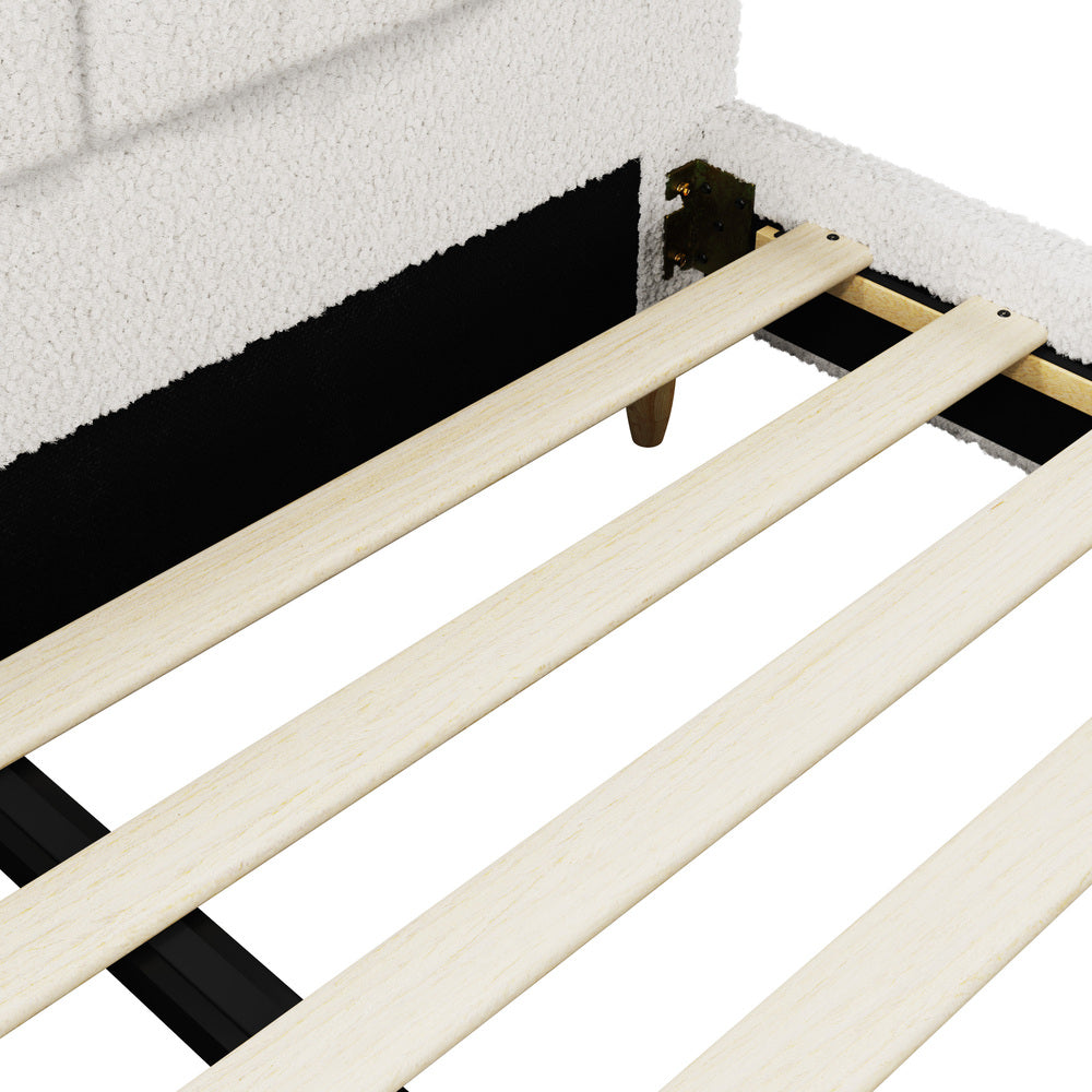 Florin Boucle Bed Frame Double  White