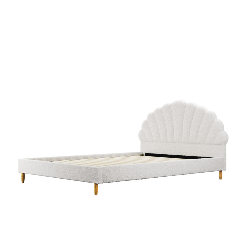 Florin Boucle Bed Frame Double  White