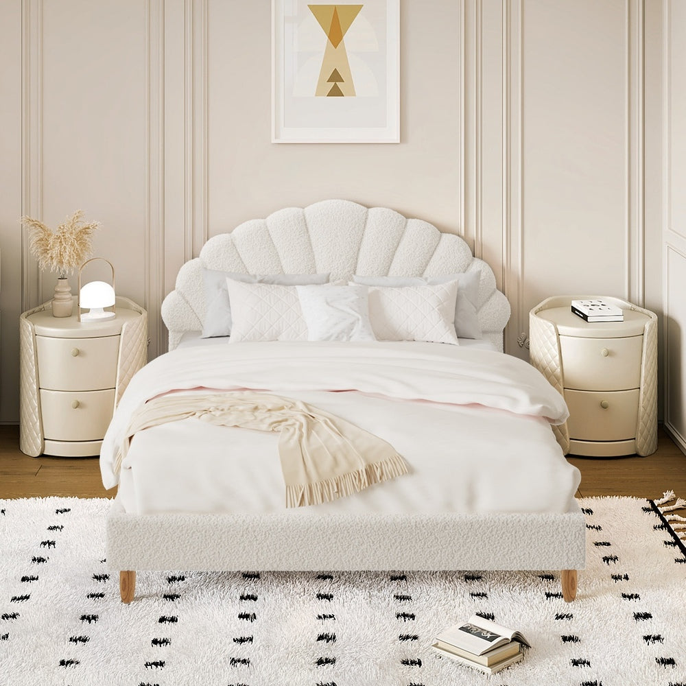 Florin Boucle Bed Frame Double  White