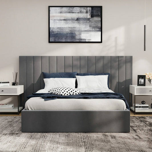Meier Velvet Gas Lift Bed Frame Grey