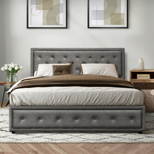 Enzo Gas Lift Bed Grey Fabric