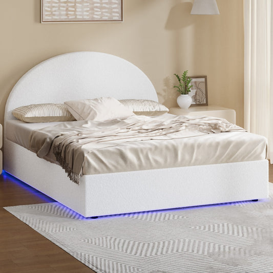 Seraphine Boucle LED Gas Lift Bed White