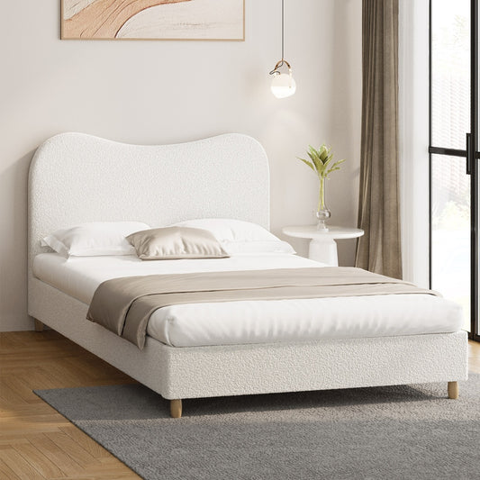 Lila Boucle Cloud Headboard Bed - Double