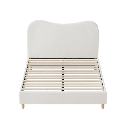 Lila Boucle Cloud Headboard Bed - Double
